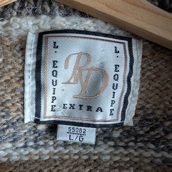 📼 Vintage RD L'equipe Tan, Cream & Gray Wool-blend Vest - Large - Picture 2 of 9